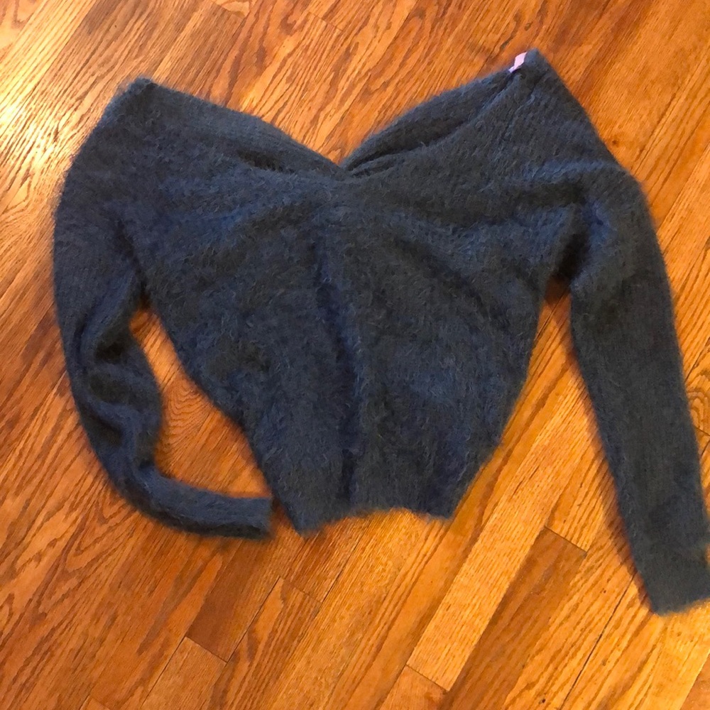 Fuzzy off the shoulder sweater